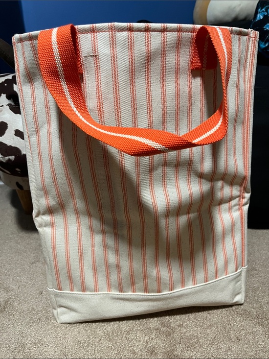 Hearth & Hand Handbags - Hearth and Hand Canvas Tote Bag with Coral Stripe and Handles